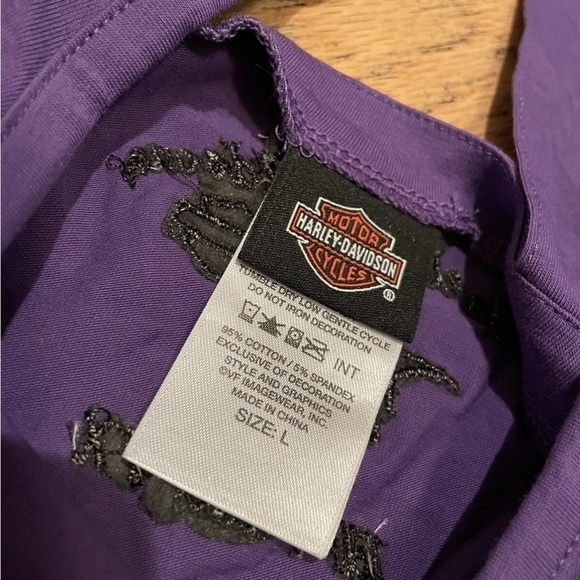 Harley Davidson Purple Cut Out T-Shirt El Paso Texas Women’s Size Large Y2K - Picture 8 of 12